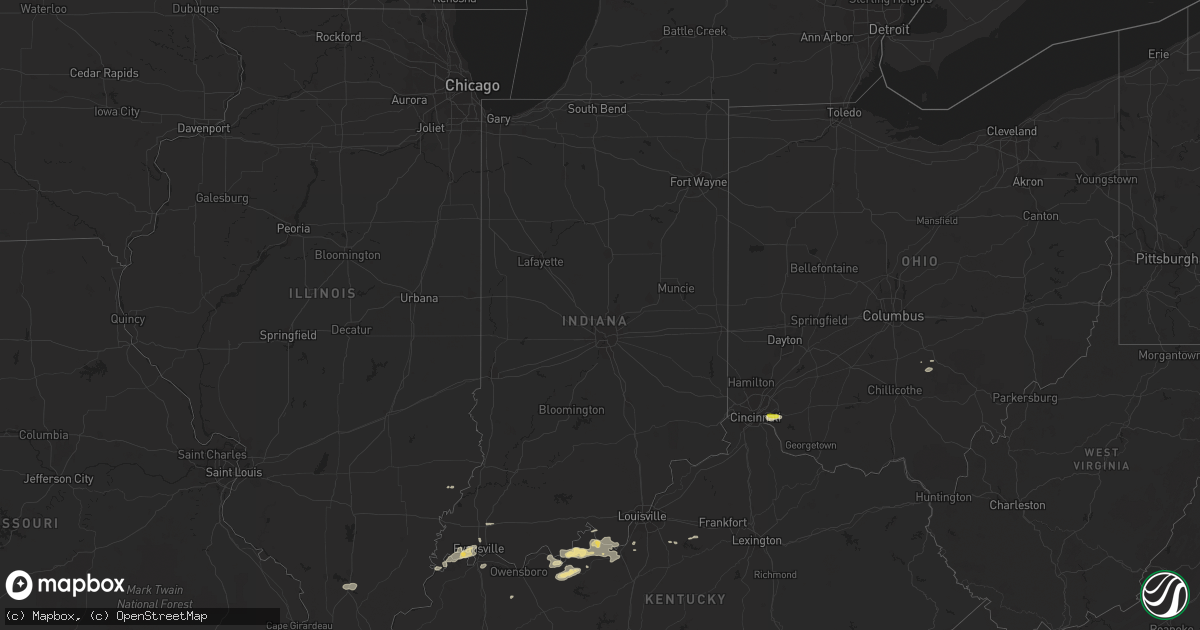 Hail map in Indiana on April 16, 2017