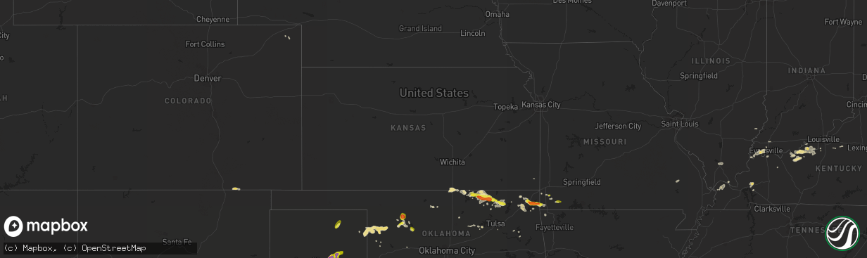 Hail map in Kansas on April 16, 2017