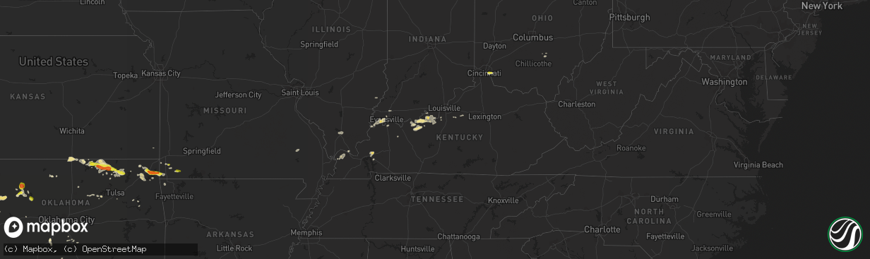 Hail map in Kentucky on April 16, 2017