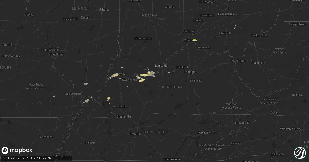 Hail map in Kentucky on April 16, 2017
