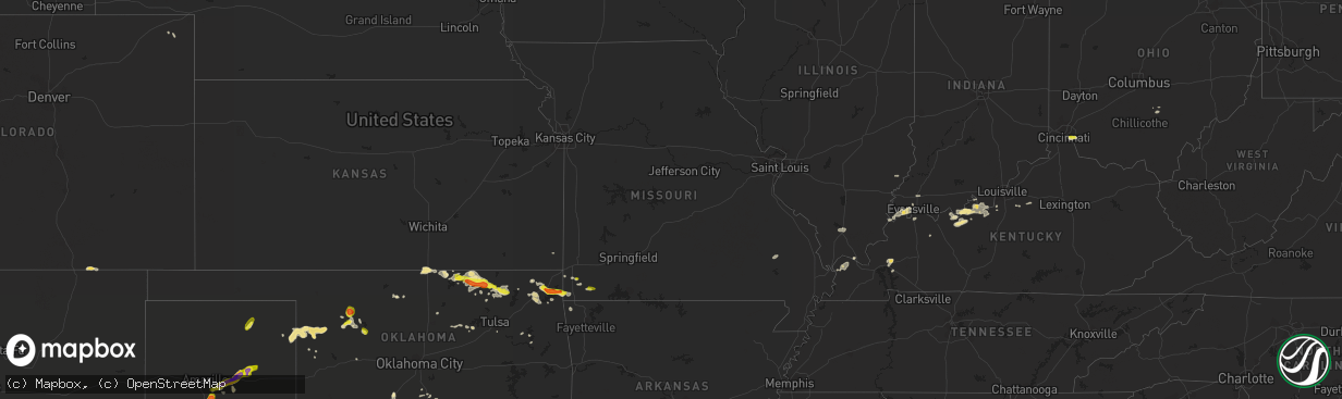 Hail map in Missouri on April 16, 2017