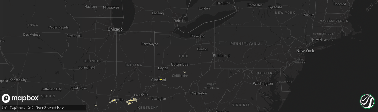 Hail map in Ohio on April 16, 2017