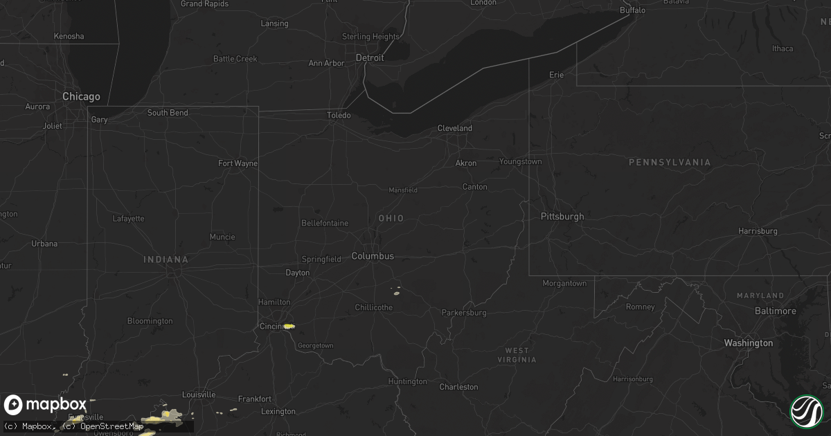 Hail map in Ohio on April 16, 2017