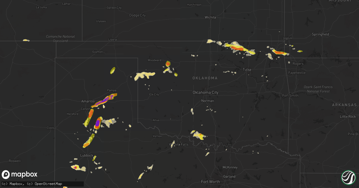 Hail map in Oklahoma on April 16, 2017