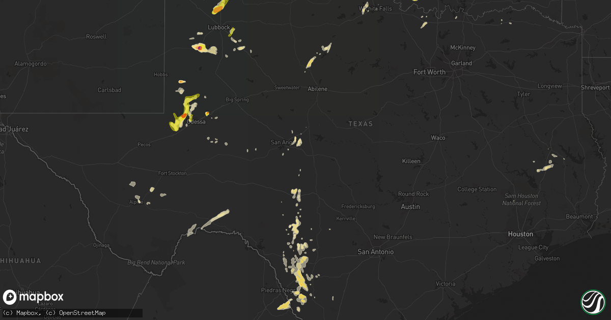 Hail map in Texas on April 16, 2017
