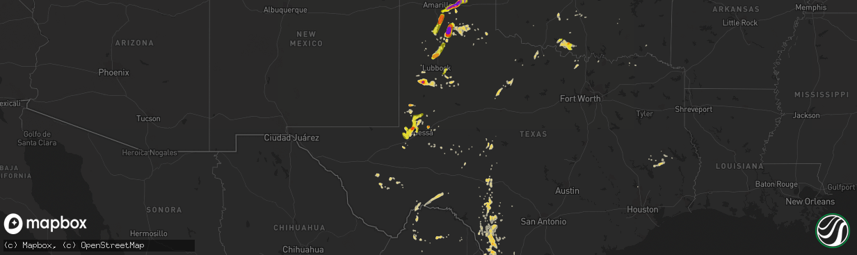 Hail map on April 16, 2017