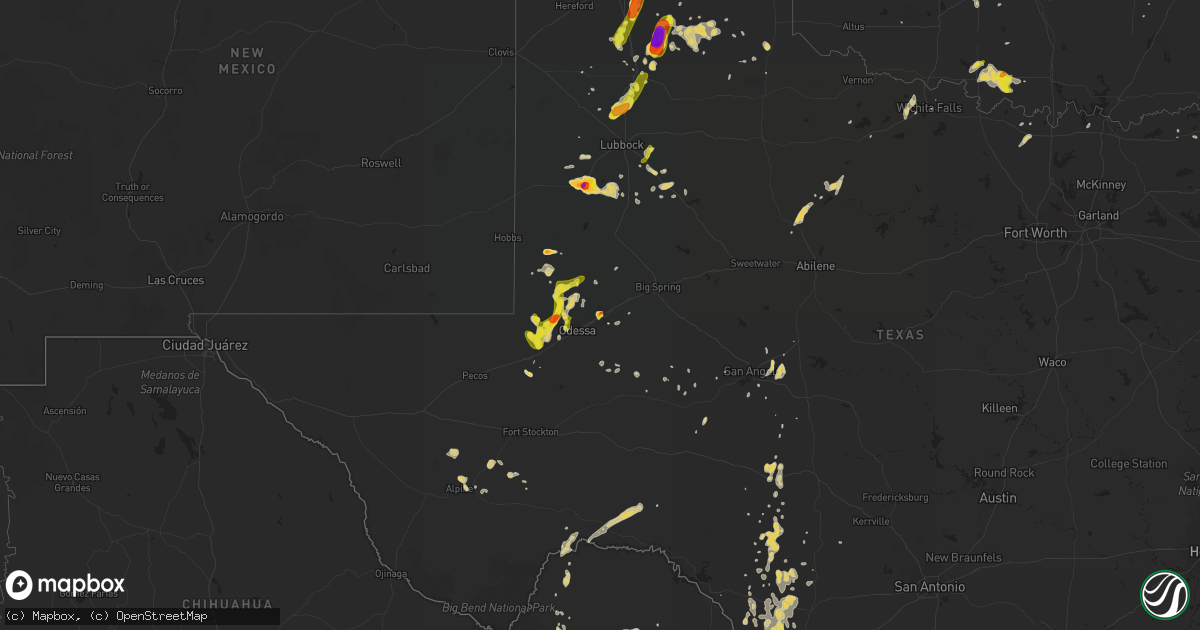 Hail map on April 16, 2017