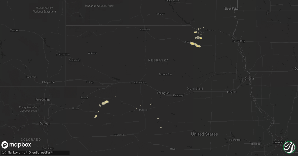 Hail map in Kansas on April 16, 2019