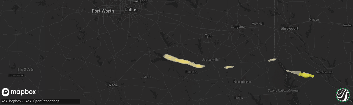 Hail map in Athens, TX on April 16, 2021