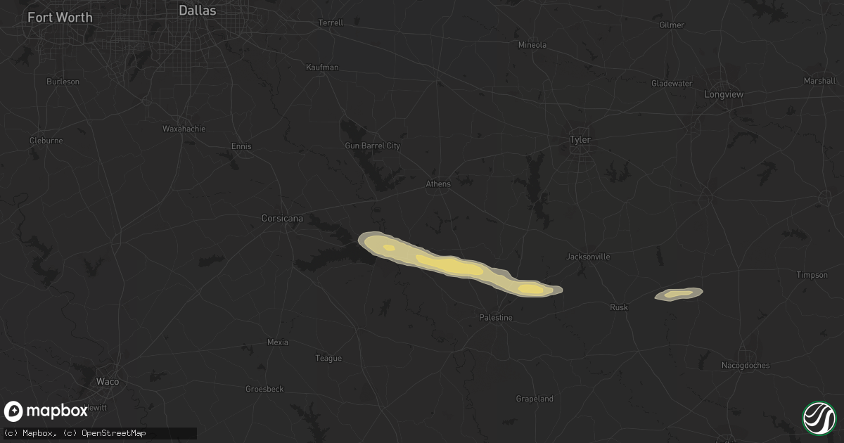 Hail map in Athens, TX on April 16, 2021
