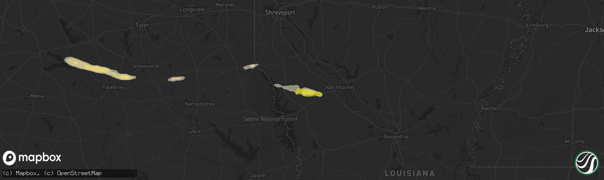 Hail map in Belmont, LA on April 16, 2021