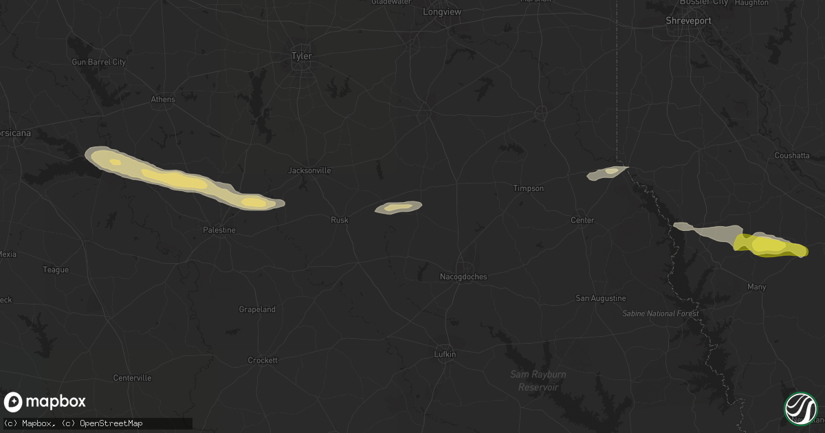 Hail map in Cushing, TX on April 16, 2021