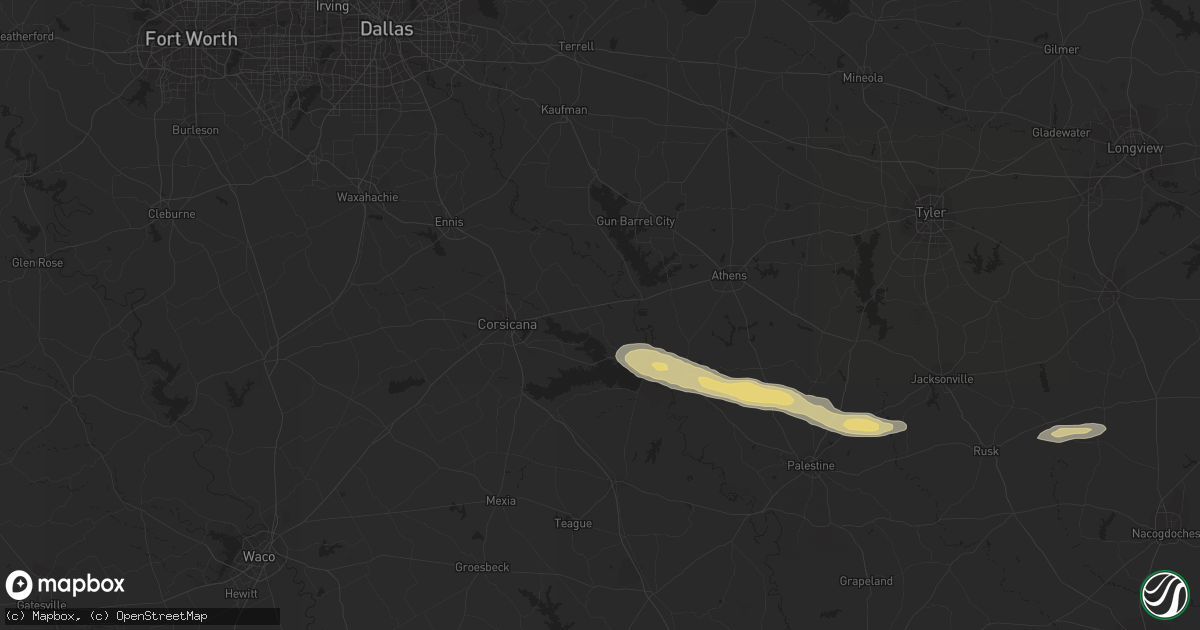 Hail map in Kerens, TX on April 16, 2021