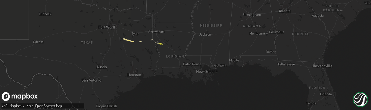 Hail map in Louisiana on April 16, 2021