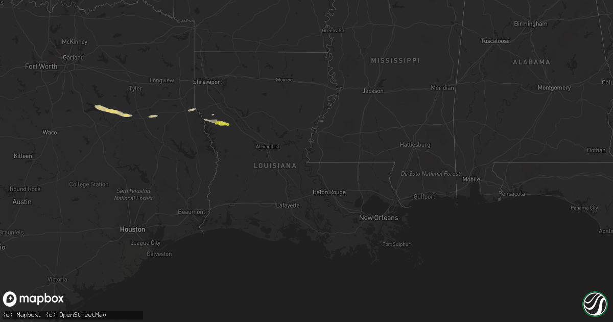 Hail map in Louisiana on April 16, 2021
