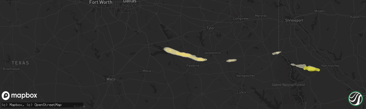 Hail map in Montalba, TX on April 16, 2021