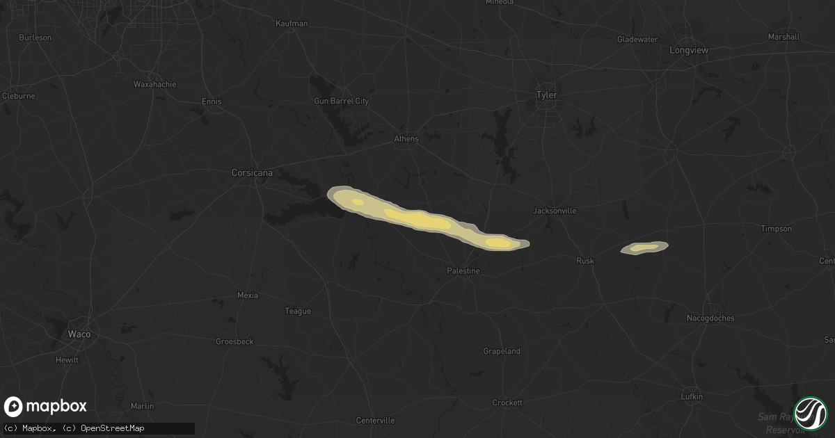 Hail map in Montalba, TX on April 16, 2021