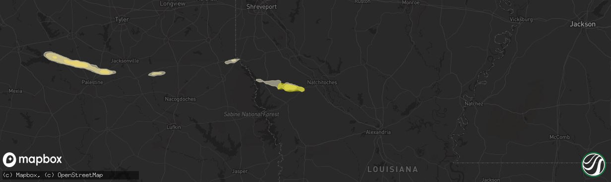 Hail map in Robeline, LA on April 16, 2021