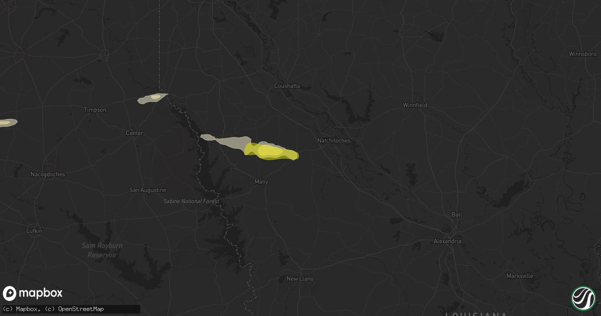 Hail map in Robeline, LA on April 16, 2021