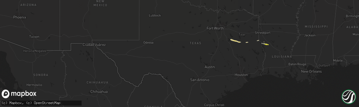 Hail map in Texas on April 16, 2021