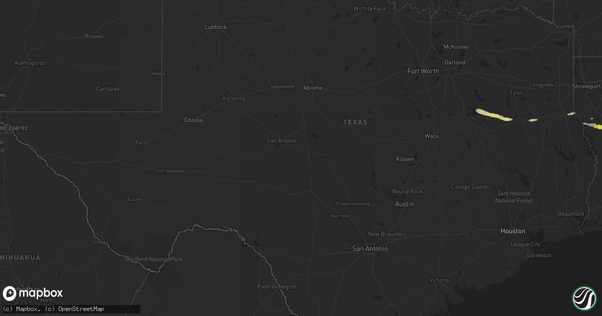 Hail map in Texas on April 16, 2021