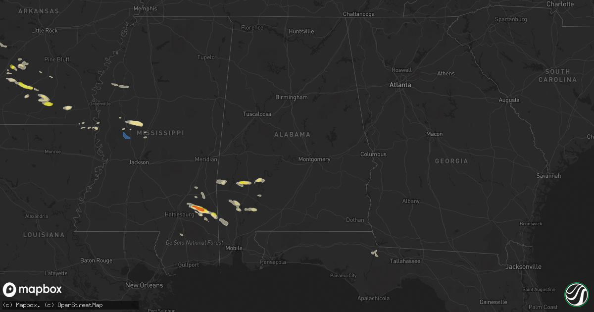 Hail map in Alabama on April 16, 2022
