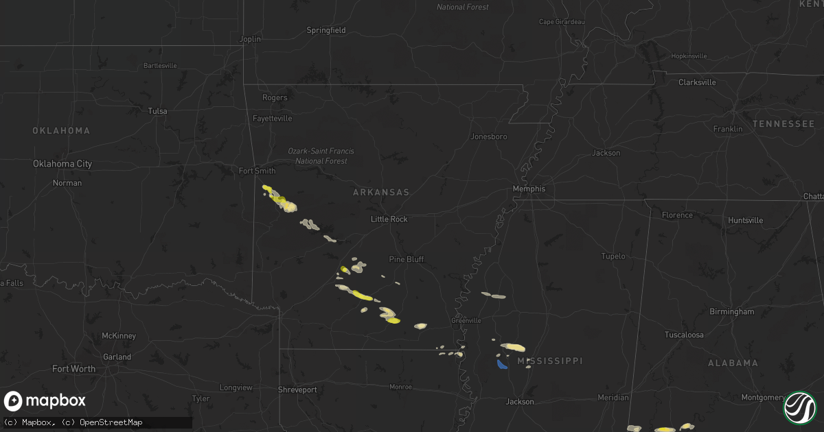 Hail map in Arkansas on April 16, 2022
