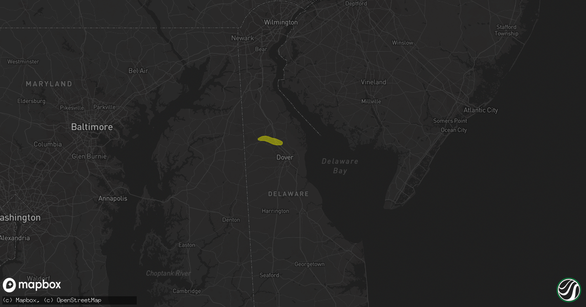 Hail map in Dover, DE on April 16, 2022