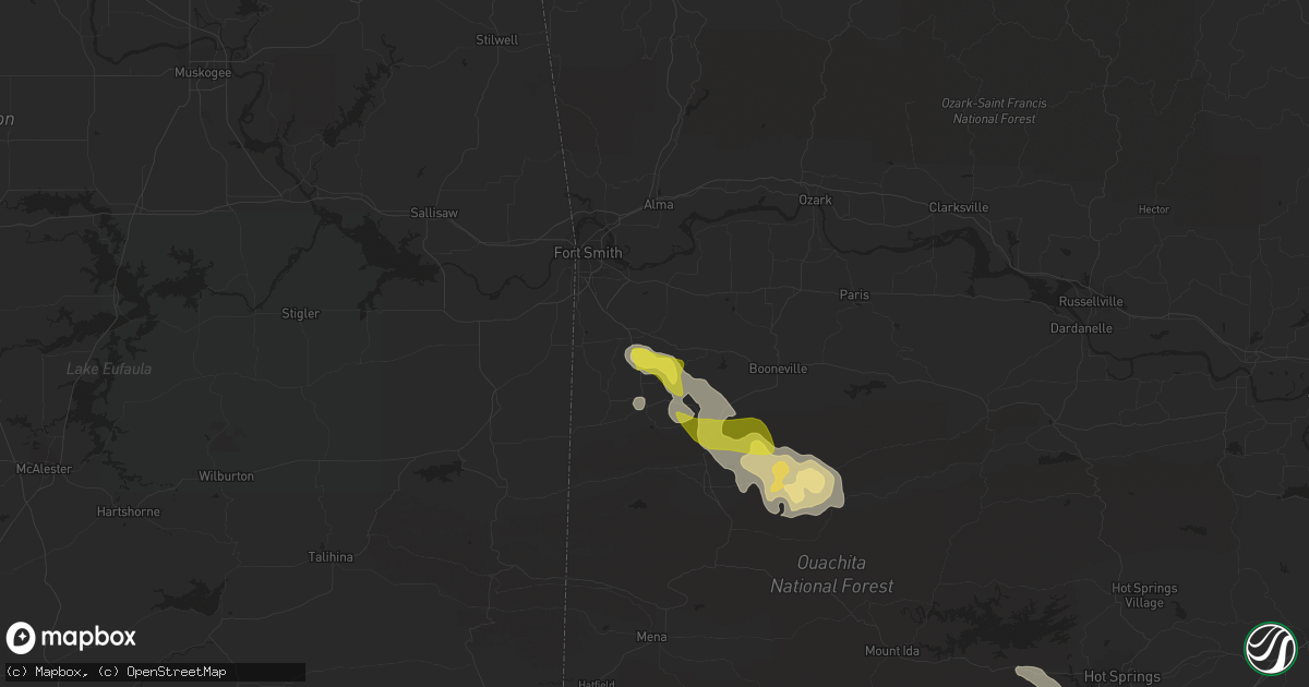 Hail map in Greenwood, AR on April 16, 2022