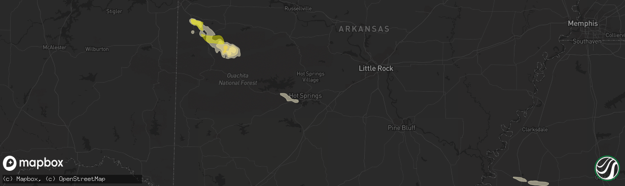 Hail map in Hot Springs National Park, AR on April 16, 2022