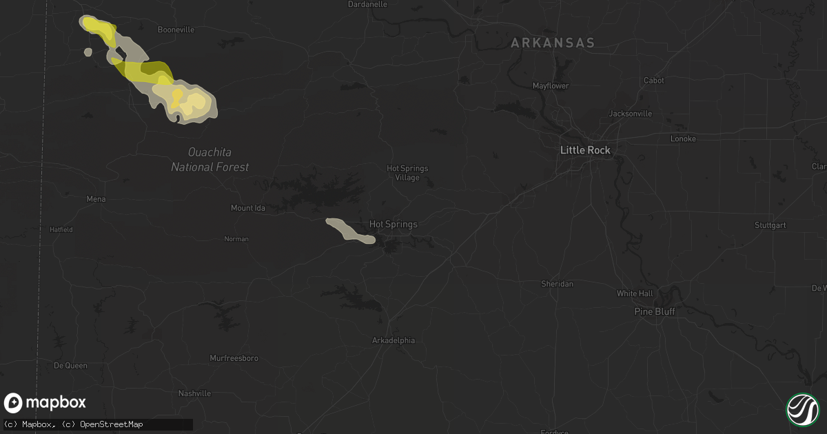 Hail map in Hot Springs National Park, AR on April 16, 2022
