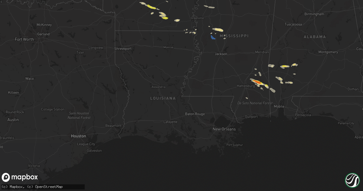 Hail map in Louisiana on April 16, 2022