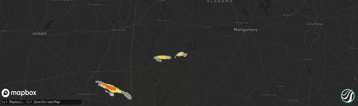 Hail map in Pine Hill, AL on April 16, 2022