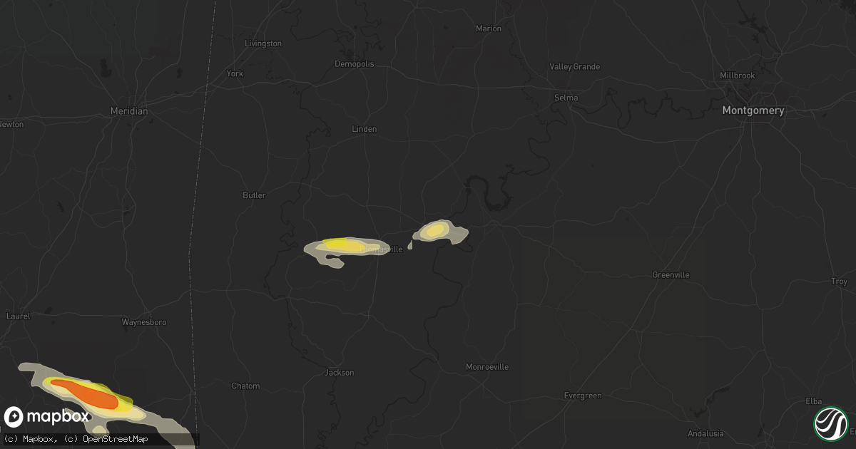 Hail map in Pine Hill, AL on April 16, 2022