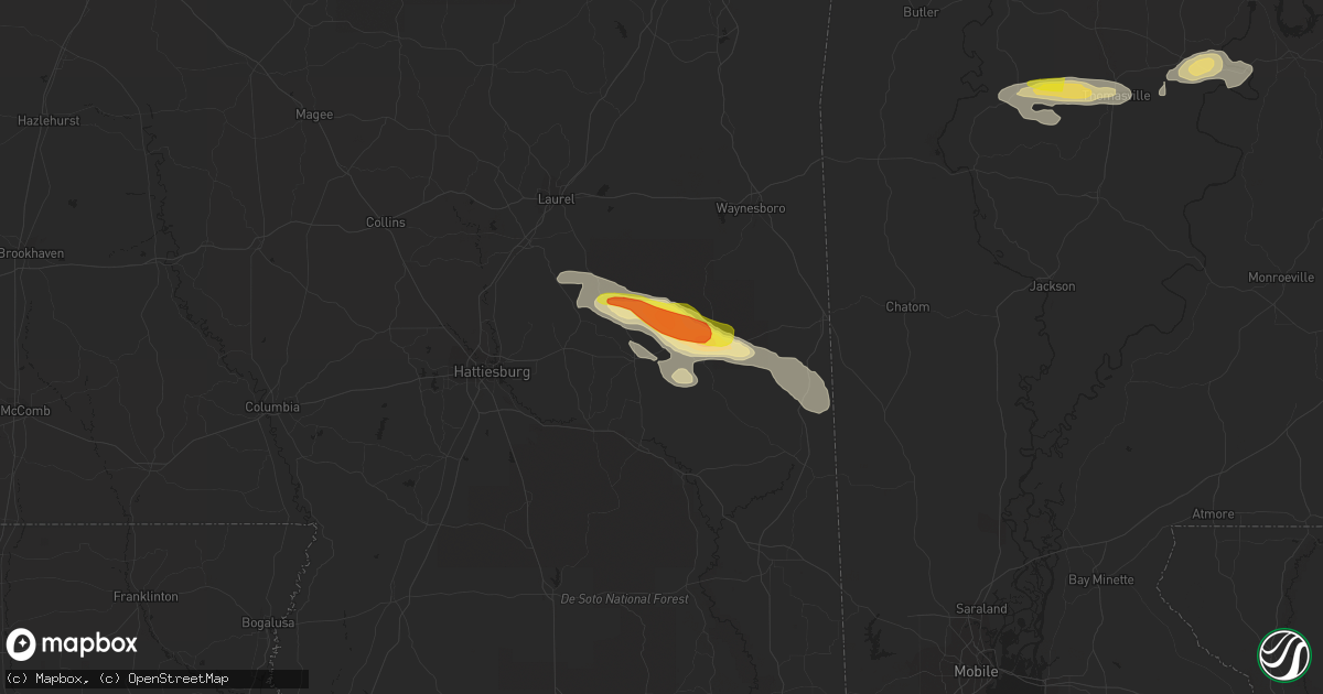 Hail map in Richton, MS on April 16, 2022