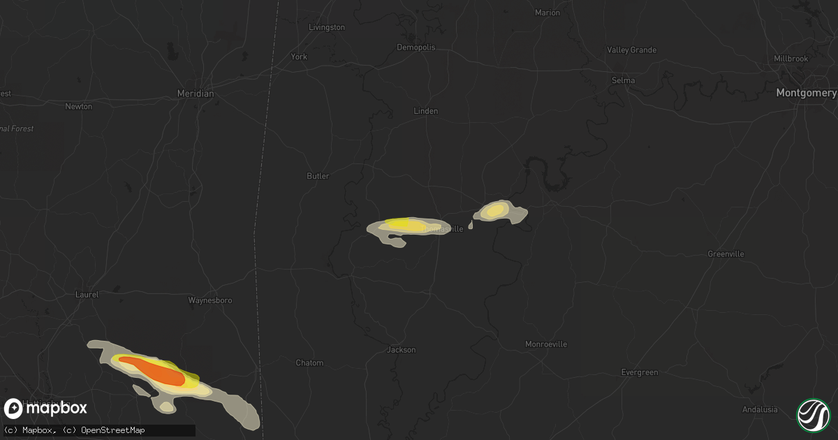 Hail map in Thomasville, AL on April 16, 2022