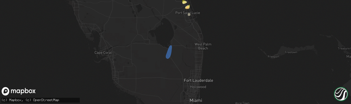 Hail map in Belle Glade, FL on April 16, 2023