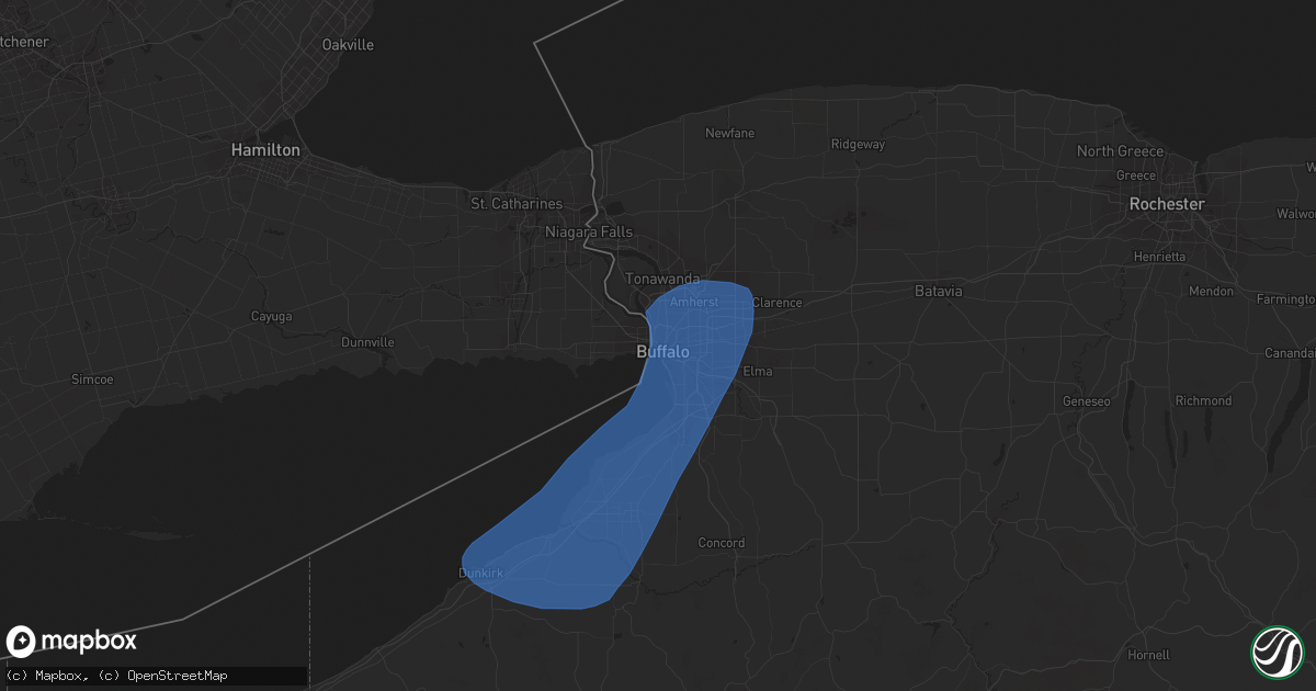 Hail map in Buffalo, NY on April 16, 2023