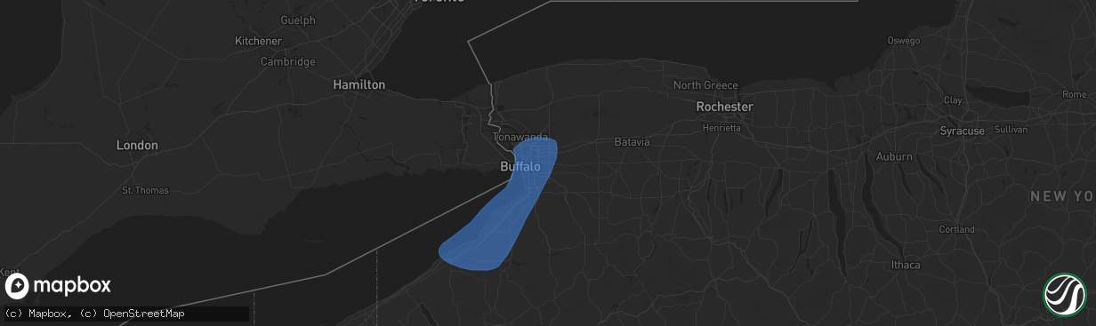 Hail map in Depew, NY on April 16, 2023