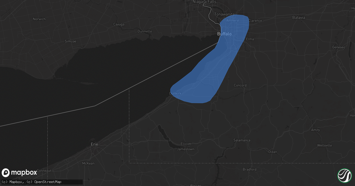Hail map in Dunkirk, NY on April 16, 2023