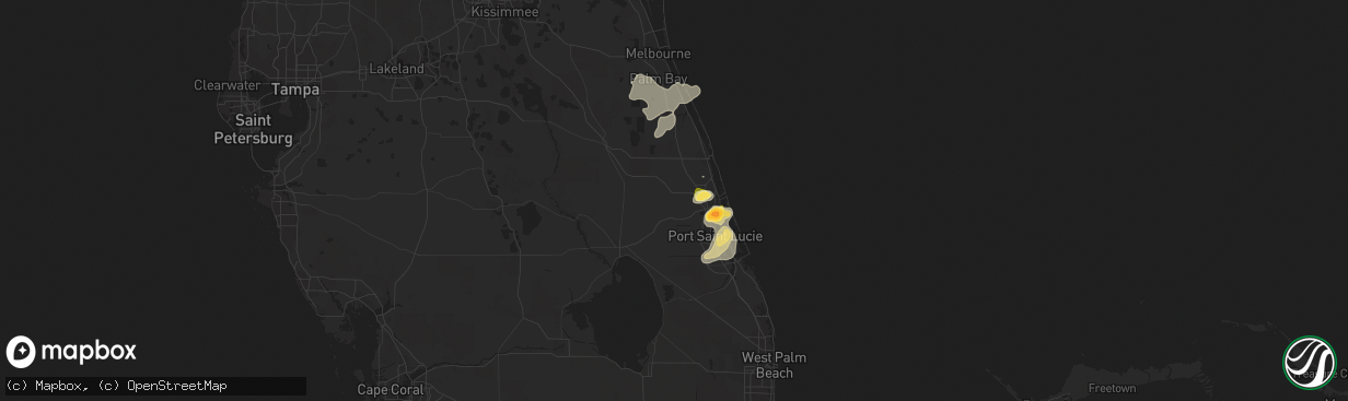 Hail map in Fort Pierce, FL on April 16, 2023