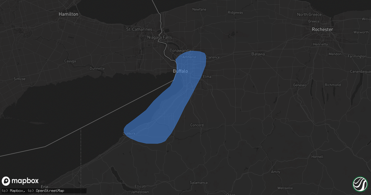 Hail map in Hamburg, NY on April 16, 2023