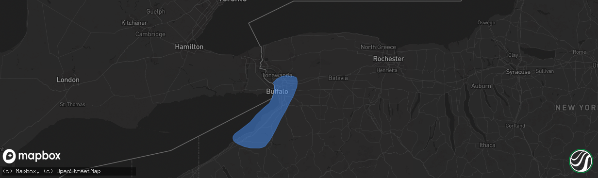 Hail map in Lancaster, NY on April 16, 2023