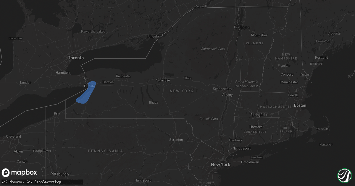 Hail map in New York on April 16, 2023