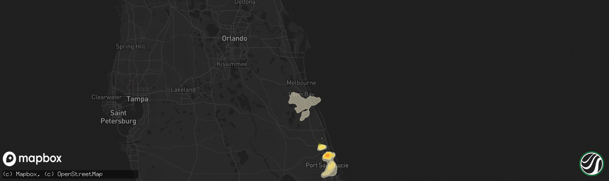 Hail map in Palm Bay, FL on April 16, 2023