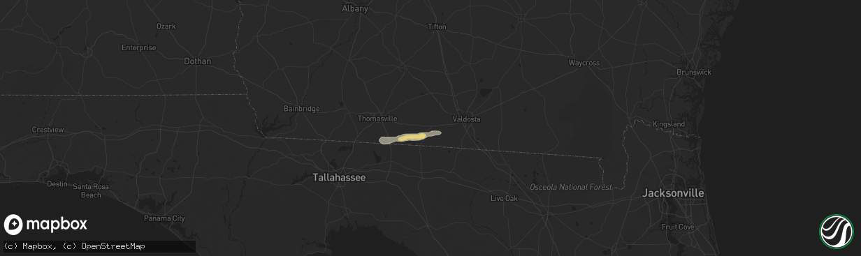 Hail map in Quitman, GA on April 16, 2023