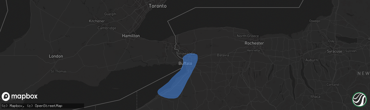 Hail map in Tonawanda, NY on April 16, 2023