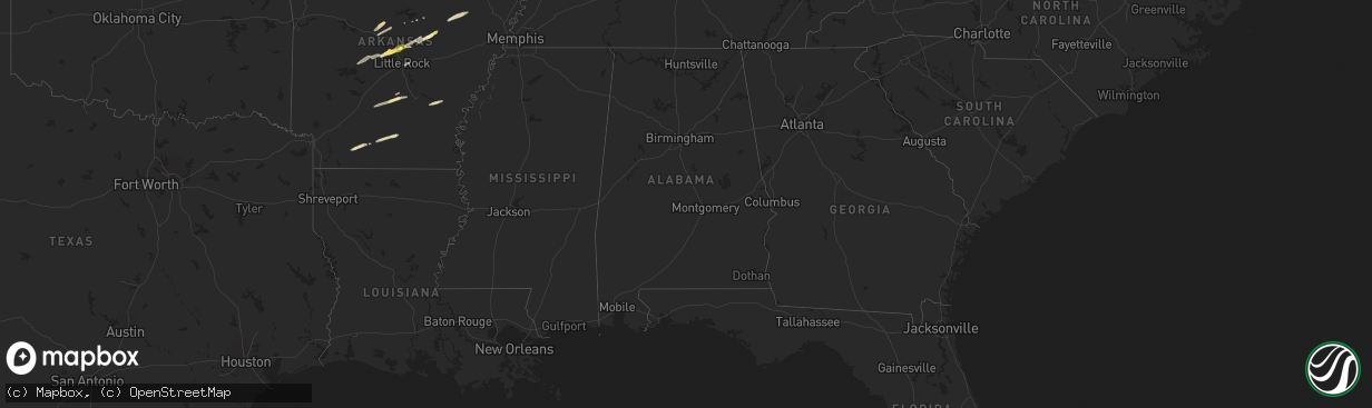 Hail map in Alabama on April 16, 2024