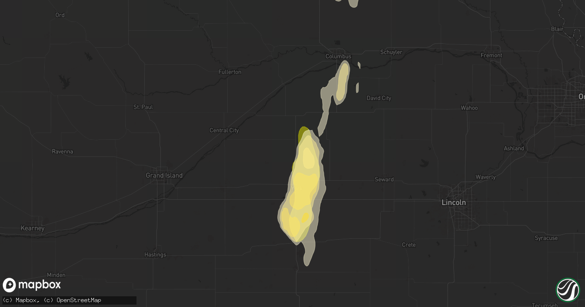 Hail map in Benedict, NE on April 16, 2024