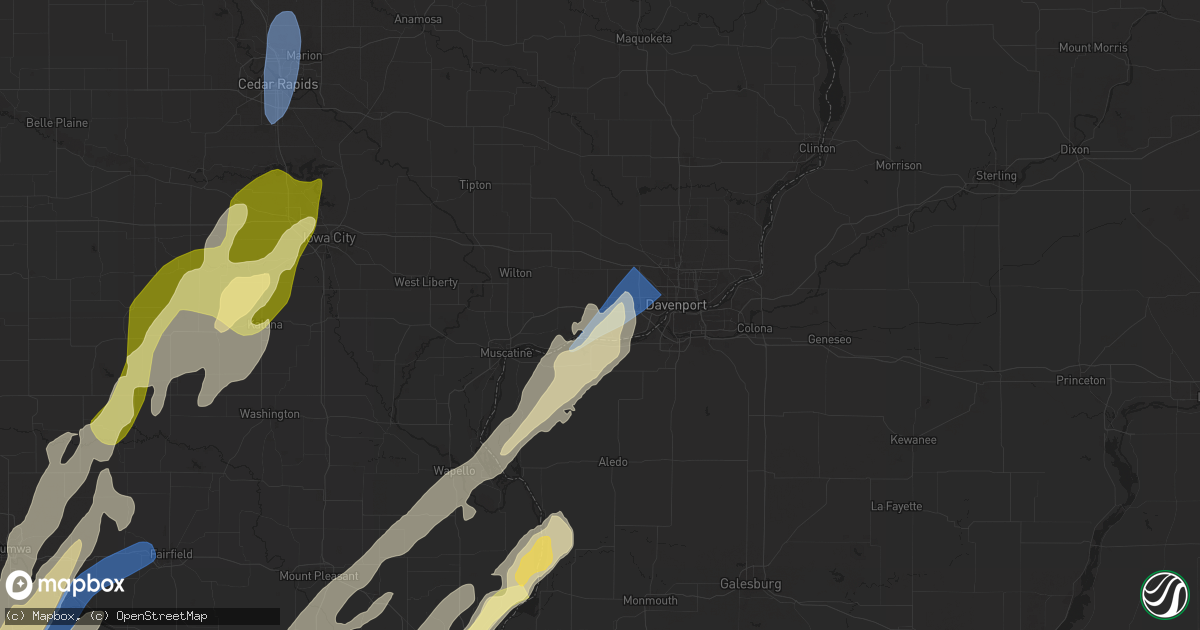 Hail map in Blue Grass, IA on April 16, 2024